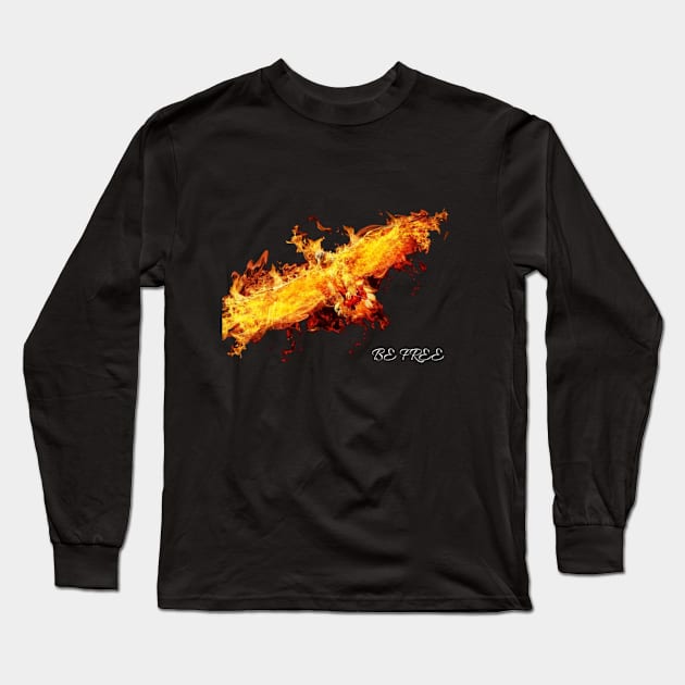 be free like a flying eagle like a fire Long Sleeve T-Shirt by mohamadbaradai